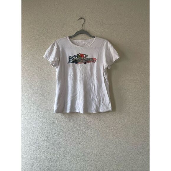 Harley Davidson Y2k biker rose print graphic t shirt size large - Picture 1 of 4